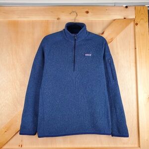 PATAGONIA Worn Wear Blue Quarter Zip Fleece Sweater Size L Pullover Lightweight